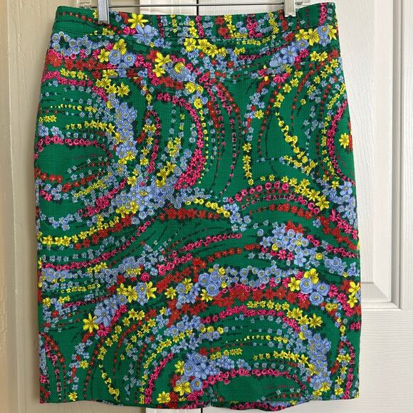 Talbots Floral Pencil Skirt Green 12 - Picture 3 of 10